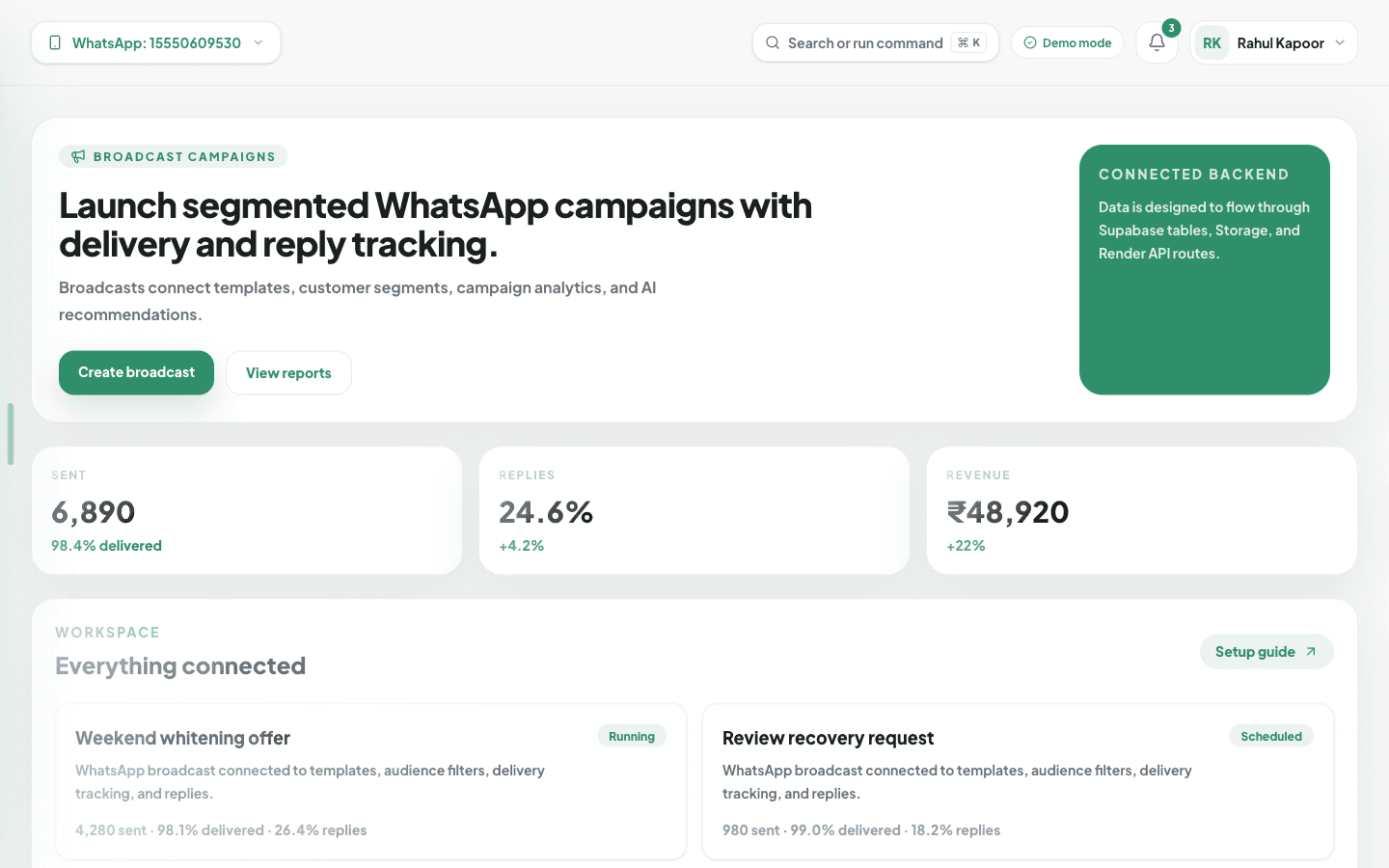 Broadcast marketing messages on WhatsApp